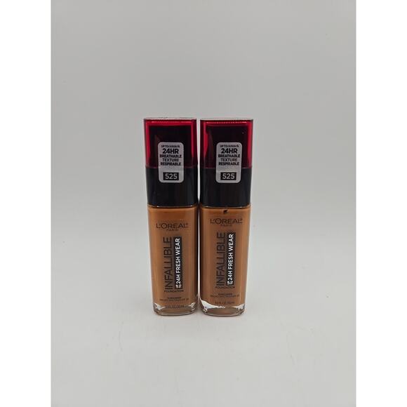 2 L'Oreal Infallible 24HR Fresh Wear Liquid Foundation 525 Deep Golden EXPIRED - Picture 1 of 3